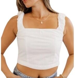 NWT Free People Ashley Tank, Cropped, Optic White, Size Medium